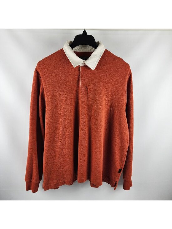 L.L. Bean Other - L.L. Bean Shirt Men XL Reg Orange VTG Signature Slim Fit Rugby L/S Elbow Patches